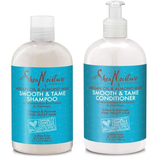 Pack SHEA MOISTURE Tame Argan Oil & Almond Milk Shampoing & Conditioner